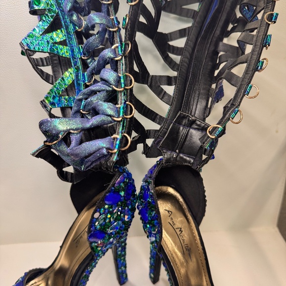 Stunning Blue Satin Competition Sandals – 7.5” High with 2” Platform - Picture 5 of 11